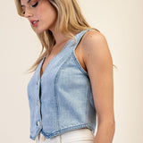 Denim Vest-vest- Hometown Style HTS, women's in store and online boutique located in Ingersoll, Ontario