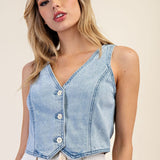 Denim Vest-vest- Hometown Style HTS, women's in store and online boutique located in Ingersoll, Ontario