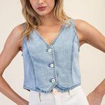 Denim Vest-vest- Hometown Style HTS, women's in store and online boutique located in Ingersoll, Ontario