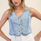 Denim Vest-vest- Hometown Style HTS, women's in store and online boutique located in Ingersoll, Ontario