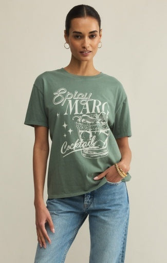 Spicy Marg Boyfriend Tee- Sage-Casual Tops- Hometown Style HTS, women's in store and online boutique located in Ingersoll, Ontario