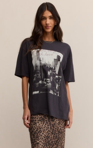 Big Apple City Tee - Black-Casual Tops- Hometown Style HTS, women's in store and online boutique located in Ingersoll, Ontario