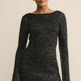La Marcia Sequin Mini Dress - Black-Special Occasion Dresses- Hometown Style HTS, women's in store and online boutique located in Ingersoll, Ontario