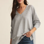 WEEKENDER V NECK - Heather Grey-Sweaters and Cardigans- Hometown Style HTS, women's in store and online boutique located in Ingersoll, Ontario