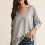 WEEKENDER V NECK - Heather Grey-Sweaters and Cardigans- Hometown Style HTS, women's in store and online boutique located in Ingersoll, Ontario