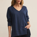 WEEKENDER V NECK - Blue Sapphire-Sweaters and Cardigans- Hometown Style HTS, women's in store and online boutique located in Ingersoll, Ontario