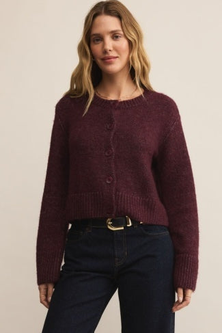 BREEN CARDIGAN - Merlot-Sweaters and Cardigans- Hometown Style HTS, women's in store and online boutique located in Ingersoll, Ontario