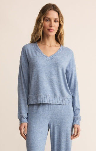 Courtney Long Sleeve Top - Blue Velvet-Intimates- Hometown Style HTS, women's in store and online boutique located in Ingersoll, Ontario