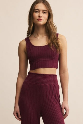 Zoe Rib Tank Bra - Merlot-Intimates- Hometown Style HTS, women's in store and online boutique located in Ingersoll, Ontario