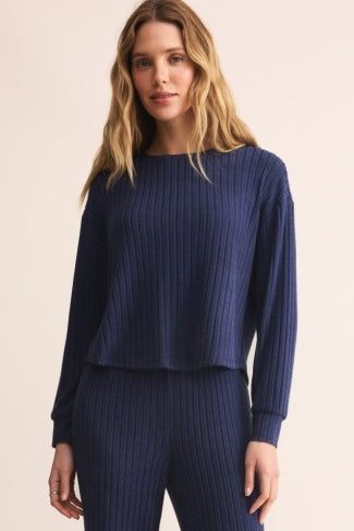 Elfie Rib Long Sleeve Top - Blue Sapphire-Intimates- Hometown Style HTS, women's in store and online boutique located in Ingersoll, Ontario