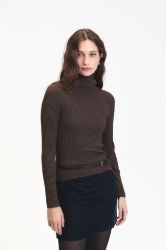 MYLO TURTLENECK SWEATER - Chocolate Brown-Sweaters and Cardigans- Hometown Style HTS, women's in store and online boutique located in Ingersoll, Ontario