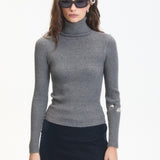 MYLO TURTLENECK SWEATER - Grey Melange-Sweaters and Cardigans- Hometown Style HTS, women's in store and online boutique located in Ingersoll, Ontario