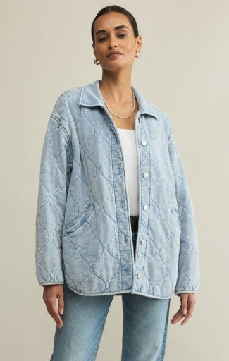Z Supply Boulder Knit Denim Jacket-Coat & Jackets- Hometown Style HTS, women's in store and online boutique located in Ingersoll, Ontario