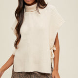 Turtle Neck Sweater Vest - Cream-Sweaters and Cardigans- Hometown Style HTS, women's in store and online boutique located in Ingersoll, Ontario