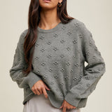 Pom Pom Knit Sweater - Grey-Sweaters and Cardigans- Hometown Style HTS, women's in store and online boutique located in Ingersoll, Ontario