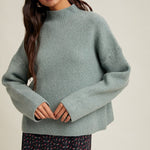 Mock Neck, Ribbed Knit Sweater - Pistachio-Sweaters and Cardigans- Hometown Style HTS, women's in store and online boutique located in Ingersoll, Ontario
