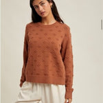 Pom Pom Knit Sweater - Brick-Sweaters and Cardigans- Hometown Style HTS, women's in store and online boutique located in Ingersoll, Ontario