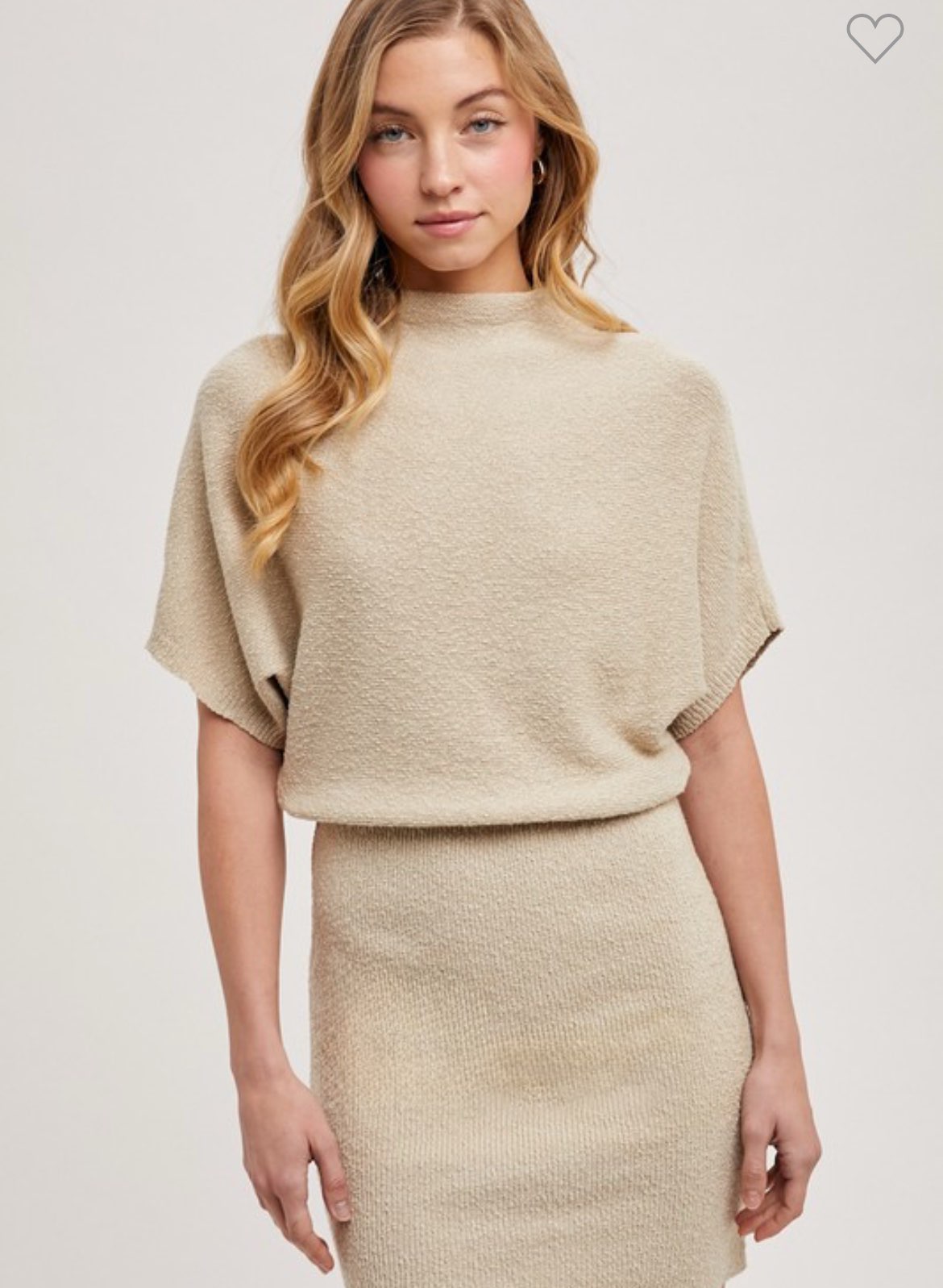 Dolman Sleeve, Knitted Mini Dress - Taupe-dress- Hometown Style HTS, women's in store and online boutique located in Ingersoll, Ontario