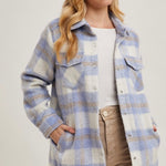 Brushed Flannel Jacket - Blue-Coat & Jackets- Hometown Style HTS, women's in store and online boutique located in Ingersoll, Ontario