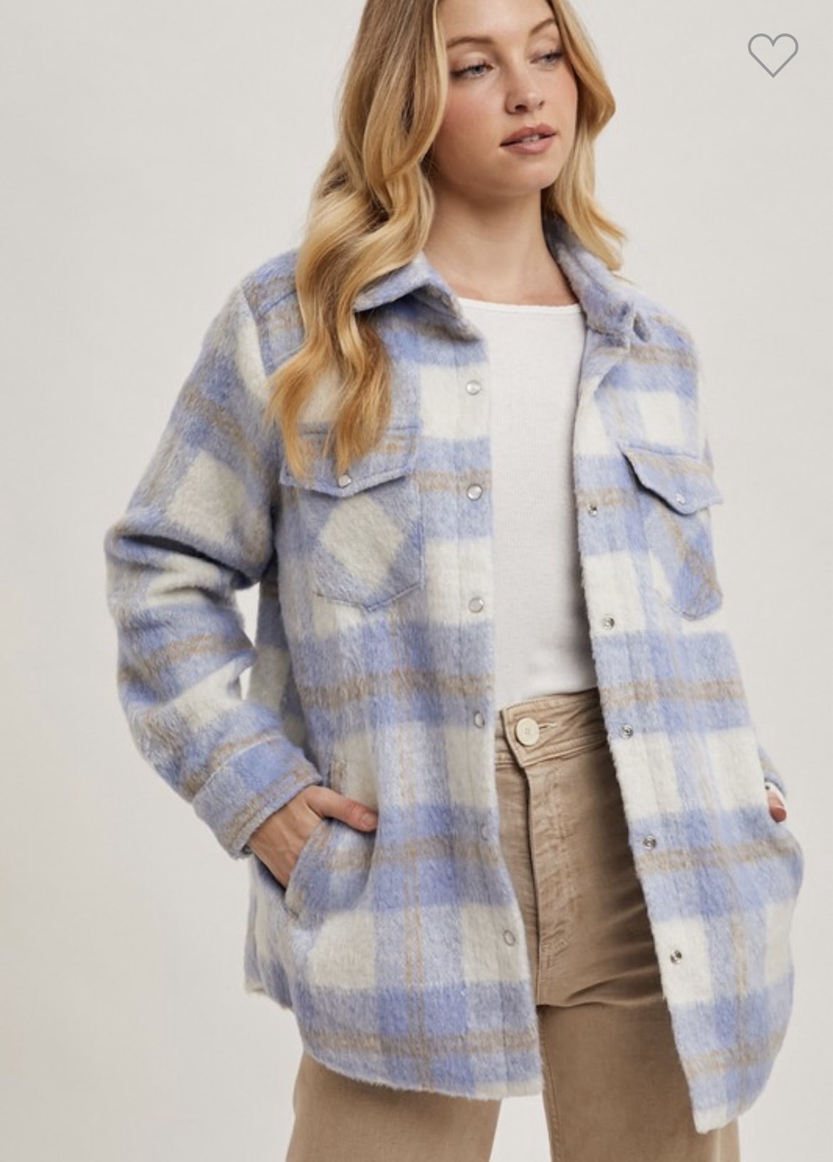 Brushed Flannel Jacket - Blue-Coat & Jackets- Hometown Style HTS, women's in store and online boutique located in Ingersoll, Ontario