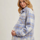 Brushed Flannel Jacket - Blue-Coat & Jackets- Hometown Style HTS, women's in store and online boutique located in Ingersoll, Ontario