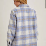 Brushed Flannel Jacket - Blue-Coat & Jackets- Hometown Style HTS, women's in store and online boutique located in Ingersoll, Ontario