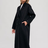 Longline Dress Coat - Black-Coat & Jackets- Hometown Style HTS, women's in store and online boutique located in Ingersoll, Ontario