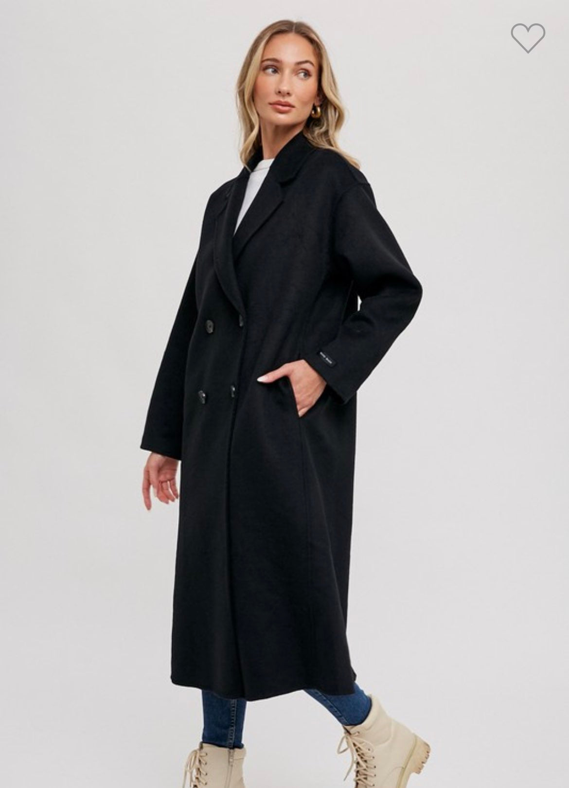 Longline Dress Coat - Black-Coat & Jackets- Hometown Style HTS, women's in store and online boutique located in Ingersoll, Ontario