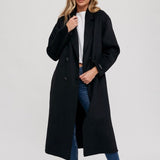 Longline Dress Coat - Black-Coat & Jackets- Hometown Style HTS, women's in store and online boutique located in Ingersoll, Ontario