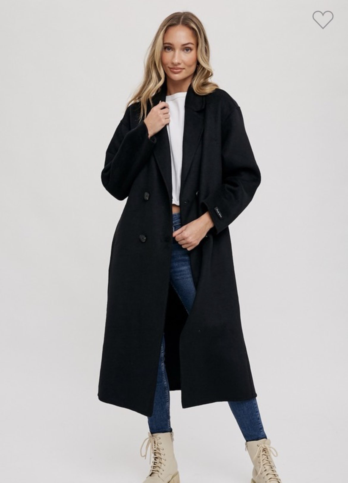 Longline Dress Coat - Black-Coat & Jackets- Hometown Style HTS, women's in store and online boutique located in Ingersoll, Ontario
