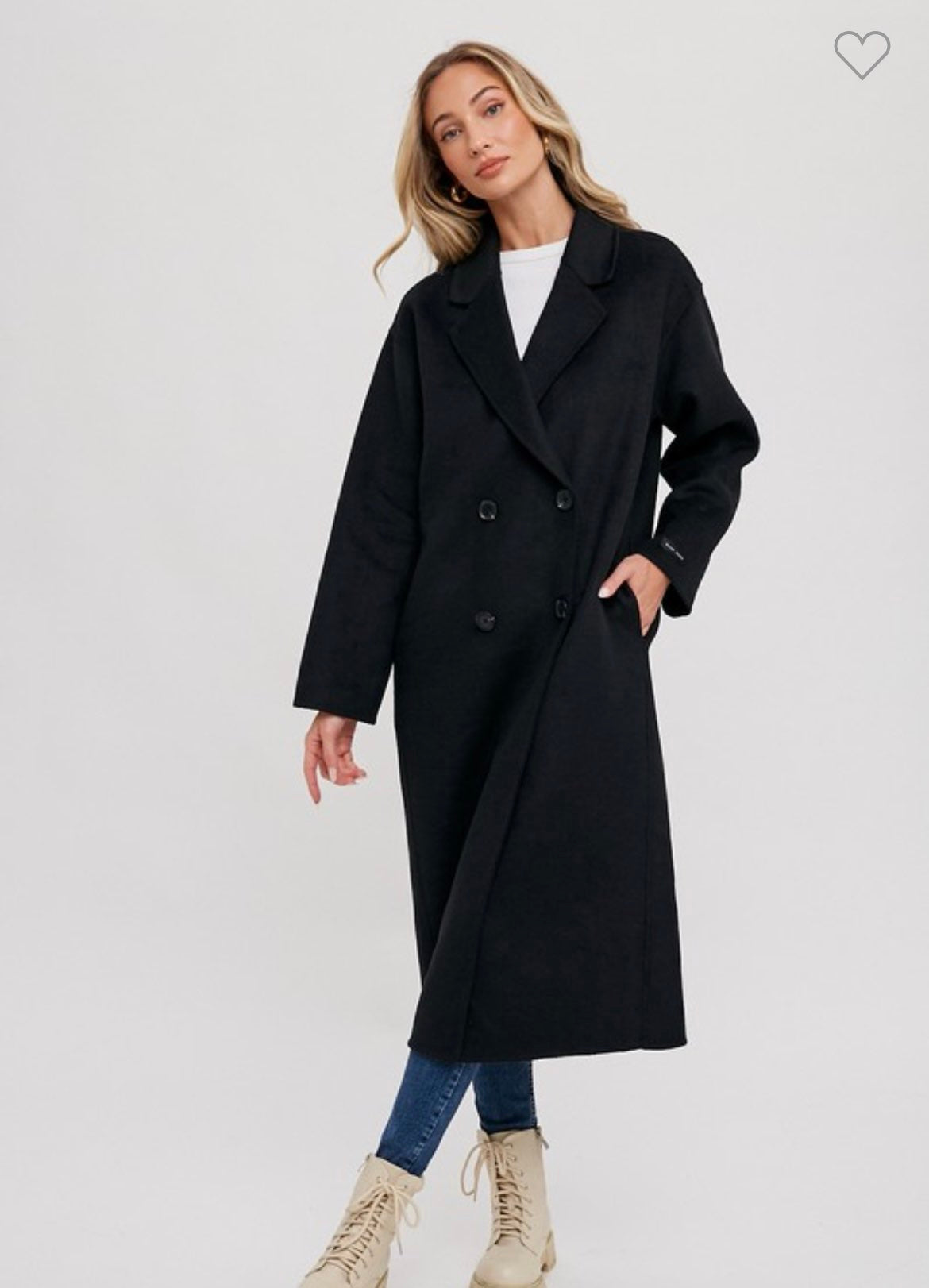 Longline Dress Coat - Black-Coat & Jackets- Hometown Style HTS, women's in store and online boutique located in Ingersoll, Ontario