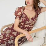 Floral Sweetheart Neckline Dress-Special Occasion Dresses- Hometown Style HTS, women's in store and online boutique located in Ingersoll, Ontario