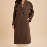 Felted Double Breasted Lapel Duster Coat - Mocha-Coat & Jackets- Hometown Style HTS, women's in store and online boutique located in Ingersoll, Ontario