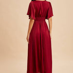 Washed Satin Lace Maxi - Cranberry-Special Occasion Dresses- Hometown Style HTS, women's in store and online boutique located in Ingersoll, Ontario