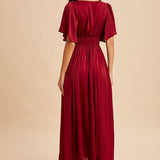 Washed Satin Lace Maxi - Cranberry-Special Occasion Dresses- Hometown Style HTS, women's in store and online boutique located in Ingersoll, Ontario