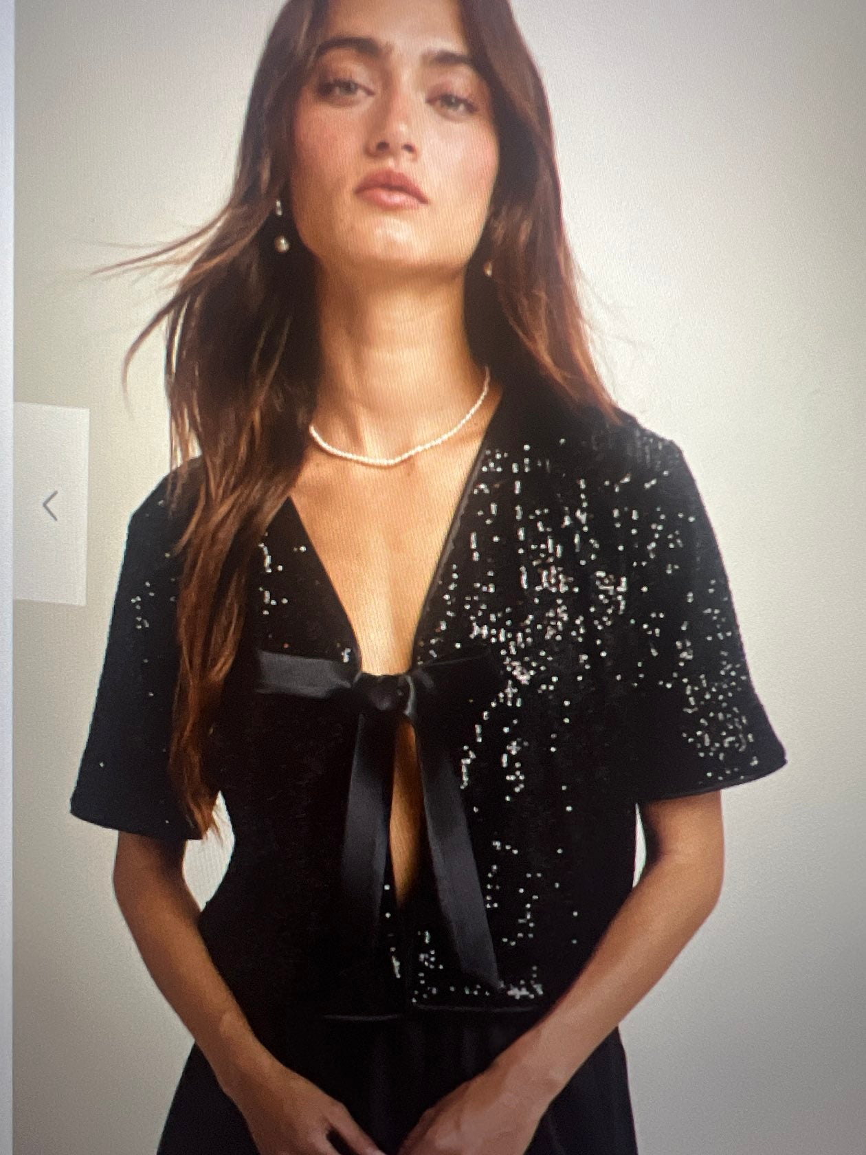 Sequin Bow Detail Top - Black-Blouses- Hometown Style HTS, women's in store and online boutique located in Ingersoll, Ontario