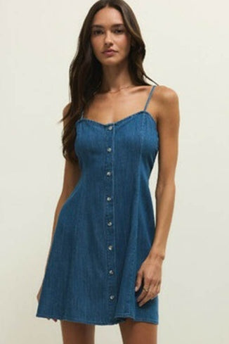 ANGEL EYES DENIM MINI DRESS-Casual Dresses- Hometown Style HTS, women's in store and online boutique located in Ingersoll, Ontario