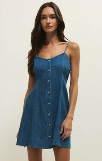 ANGEL EYES DENIM MINI DRESS-Casual Dresses- Hometown Style HTS, women's in store and online boutique located in Ingersoll, Ontario