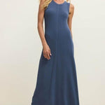 LINDEN RIB MAXI DRESS - Indigo-Casual Dresses- Hometown Style HTS, women's in store and online boutique located in Ingersoll, Ontario