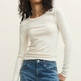 RENAE RIB LONG SLEEVE TOP - Cloud-Casual Tops- Hometown Style HTS, women's in store and online boutique located in Ingersoll, Ontario