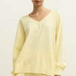 WEEKENDER V NECK - Butter Yellow-Casual Tops- Hometown Style HTS, women's in store and online boutique located in Ingersoll, Ontario