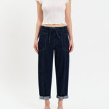 VILLA- DRAWSTRING BARREL LEG-Denim- Hometown Style HTS, women's in store and online boutique located in Ingersoll, Ontario