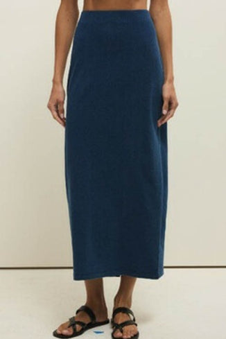 GAIL JERSEY DENIM MIDI SKIRT-skirt- Hometown Style HTS, women's in store and online boutique located in Ingersoll, Ontario