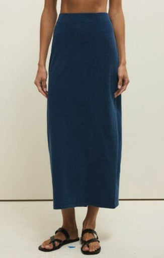 GAIL JERSEY DENIM MIDI SKIRT-skirt- Hometown Style HTS, women's in store and online boutique located in Ingersoll, Ontario