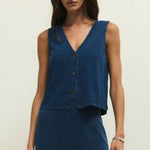 NOELLE JERSEY DENIM TOP - Denim-Casual Tops- Hometown Style HTS, women's in store and online boutique located in Ingersoll, Ontario