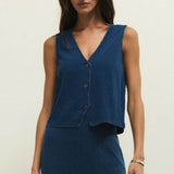 NOELLE JERSEY DENIM TOP - Denim-Casual Tops- Hometown Style HTS, women's in store and online boutique located in Ingersoll, Ontario