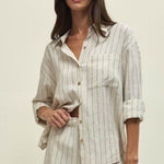 ALFIE STRIPED BUTTON UP TOP-Casual Tops- Hometown Style HTS, women's in store and online boutique located in Ingersoll, Ontario