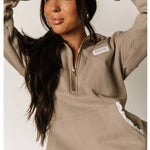 Comfort Half Zip - Mocha Lace-Casual Tops- Hometown Style HTS, women's in store and online boutique located in Ingersoll, Ontario