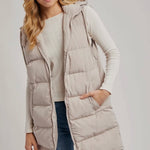 Longline Puffer Vest - Cream-Coat & Jackets- Hometown Style HTS, women's in store and online boutique located in Ingersoll, Ontario