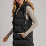 Longline Puffer Vest - Black-Coat & Jackets- Hometown Style HTS, women's in store and online boutique located in Ingersoll, Ontario